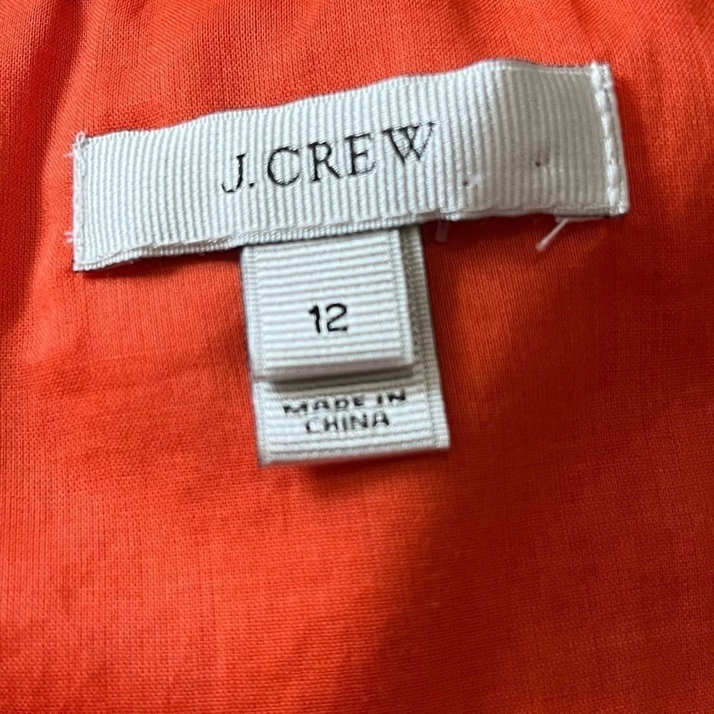 J Crew Orange Linen Fit and Flare Dress Size 12